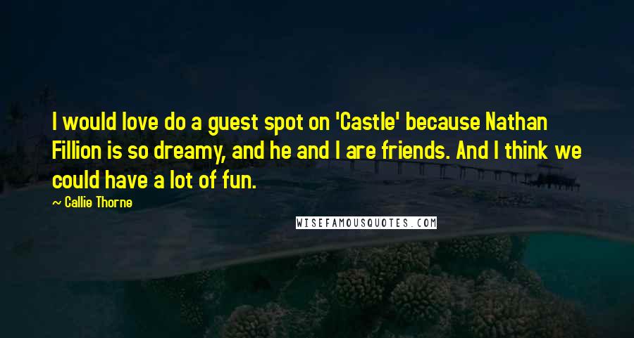 Callie Thorne Quotes: I would love do a guest spot on 'Castle' because Nathan Fillion is so dreamy, and he and I are friends. And I think we could have a lot of fun.