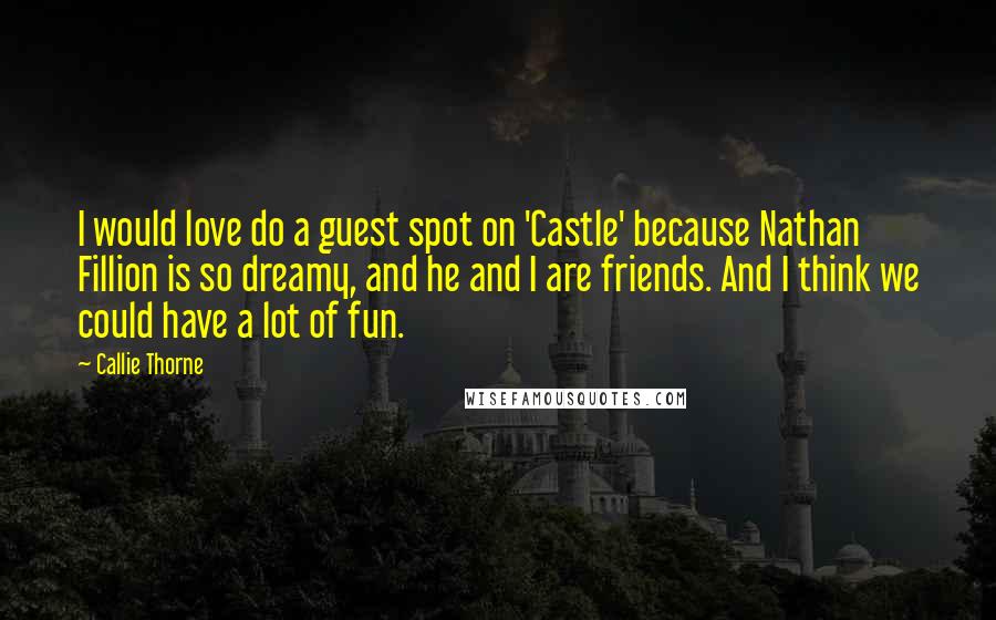 Callie Thorne Quotes: I would love do a guest spot on 'Castle' because Nathan Fillion is so dreamy, and he and I are friends. And I think we could have a lot of fun.