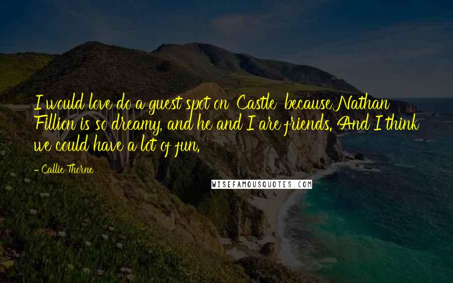 Callie Thorne Quotes: I would love do a guest spot on 'Castle' because Nathan Fillion is so dreamy, and he and I are friends. And I think we could have a lot of fun.