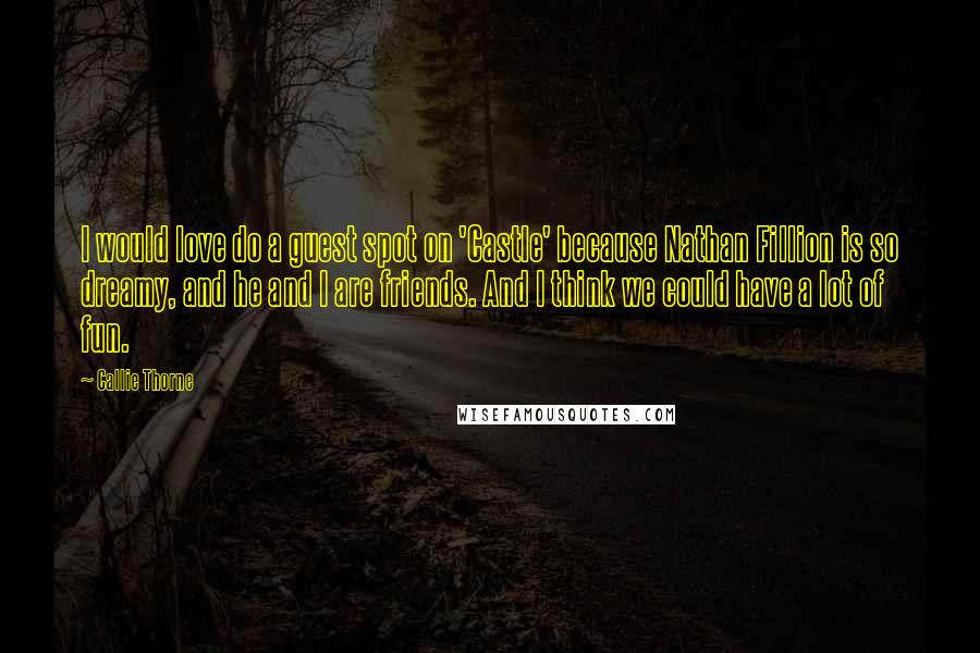 Callie Thorne Quotes: I would love do a guest spot on 'Castle' because Nathan Fillion is so dreamy, and he and I are friends. And I think we could have a lot of fun.