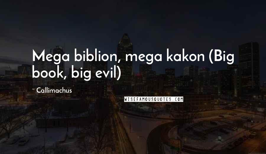 Callimachus Quotes: Mega biblion, mega kakon (Big book, big evil)