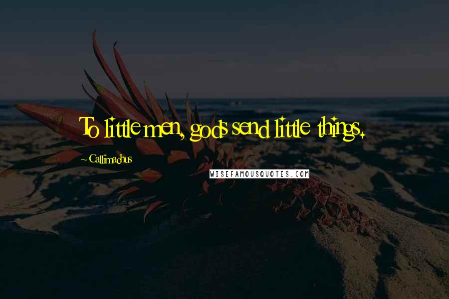 Callimachus Quotes: To little men, gods send little things.