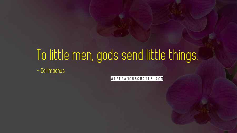 Callimachus Quotes: To little men, gods send little things.