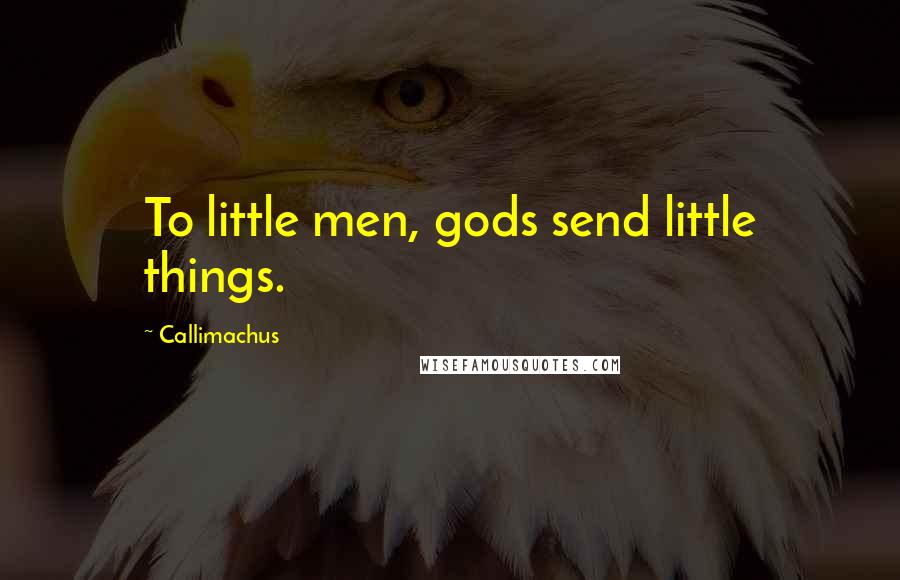 Callimachus Quotes: To little men, gods send little things.