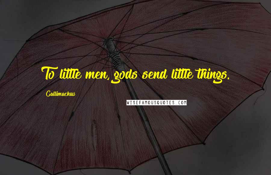 Callimachus Quotes: To little men, gods send little things.