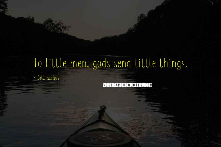 Callimachus Quotes: To little men, gods send little things.