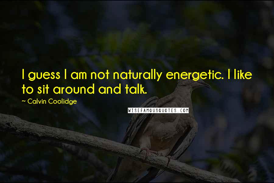 Calvin Coolidge Quotes: I guess I am not naturally energetic. I like to sit around and talk.