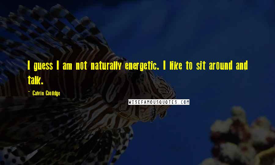 Calvin Coolidge Quotes: I guess I am not naturally energetic. I like to sit around and talk.