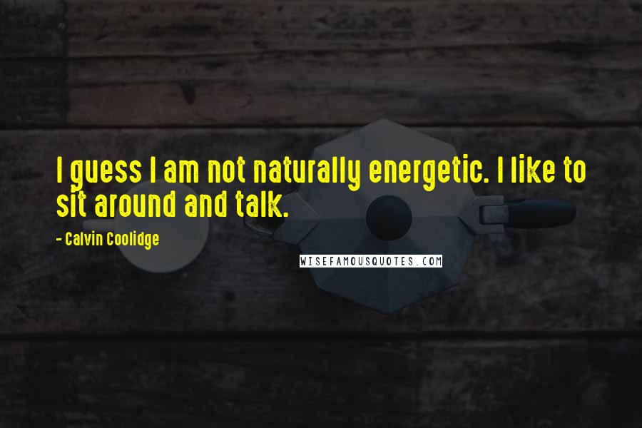 Calvin Coolidge Quotes: I guess I am not naturally energetic. I like to sit around and talk.