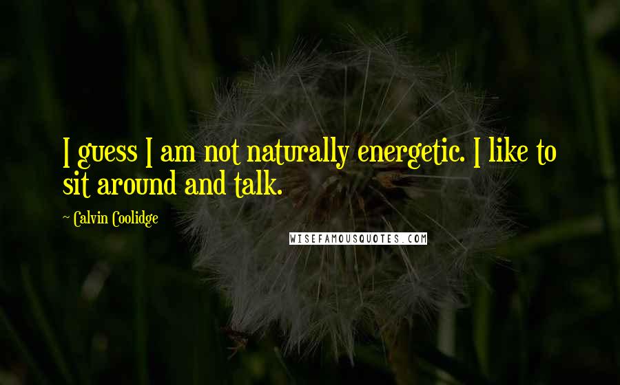 Calvin Coolidge Quotes: I guess I am not naturally energetic. I like to sit around and talk.