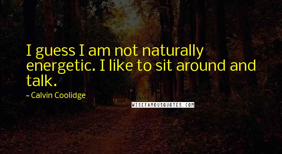 Calvin Coolidge Quotes: I guess I am not naturally energetic. I like to sit around and talk.