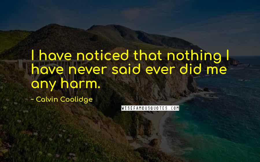 Calvin Coolidge Quotes: I have noticed that nothing I have never said ever did me any harm.
