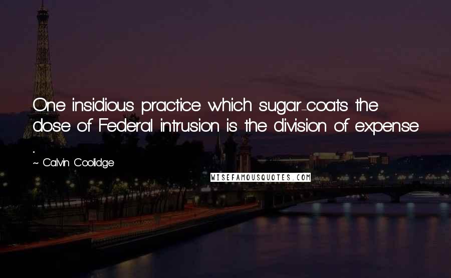 Calvin Coolidge Quotes: One insidious practice which sugar-coats the dose of Federal intrusion is the division of expense ...