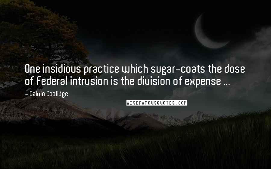 Calvin Coolidge Quotes: One insidious practice which sugar-coats the dose of Federal intrusion is the division of expense ...
