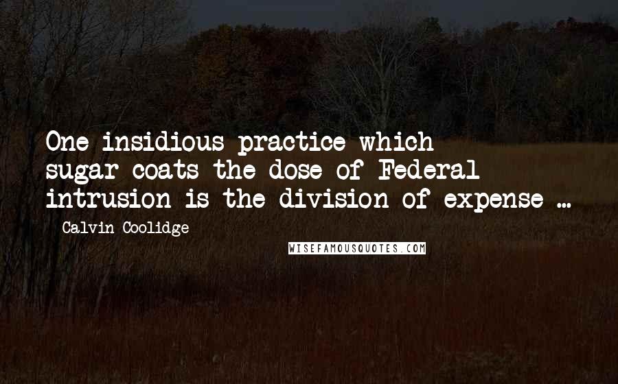 Calvin Coolidge Quotes: One insidious practice which sugar-coats the dose of Federal intrusion is the division of expense ...