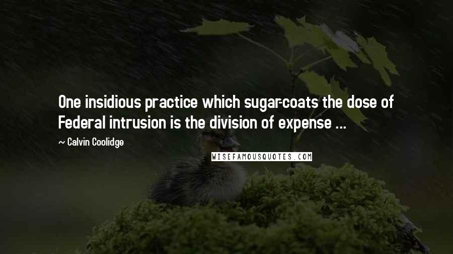 Calvin Coolidge Quotes: One insidious practice which sugar-coats the dose of Federal intrusion is the division of expense ...