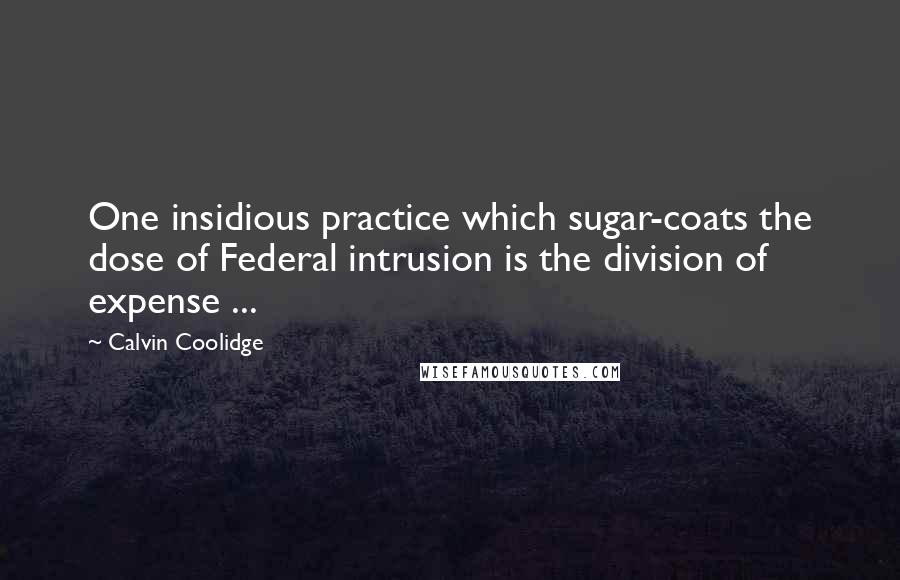 Calvin Coolidge Quotes: One insidious practice which sugar-coats the dose of Federal intrusion is the division of expense ...