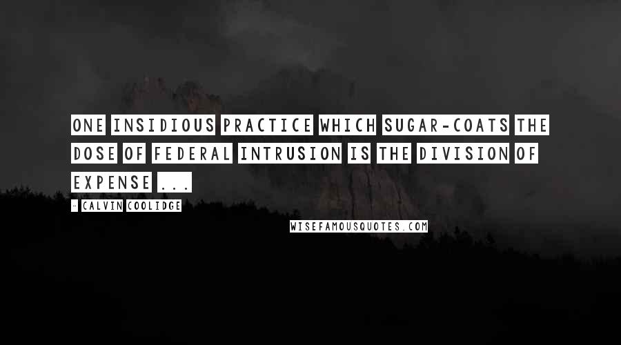 Calvin Coolidge Quotes: One insidious practice which sugar-coats the dose of Federal intrusion is the division of expense ...