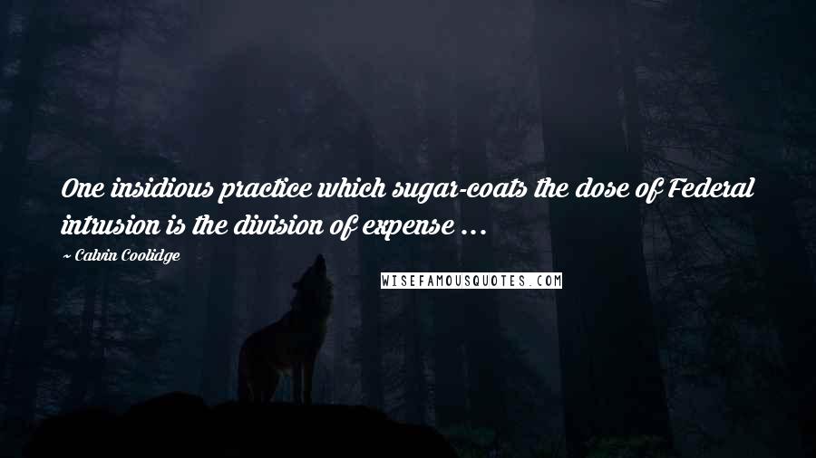 Calvin Coolidge Quotes: One insidious practice which sugar-coats the dose of Federal intrusion is the division of expense ...
