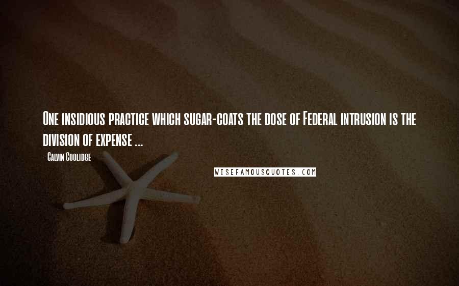 Calvin Coolidge Quotes: One insidious practice which sugar-coats the dose of Federal intrusion is the division of expense ...