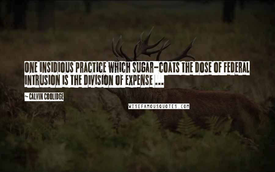 Calvin Coolidge Quotes: One insidious practice which sugar-coats the dose of Federal intrusion is the division of expense ...