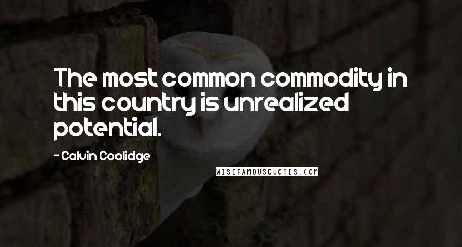 Calvin Coolidge Quotes: The most common commodity in this country is unrealized potential.