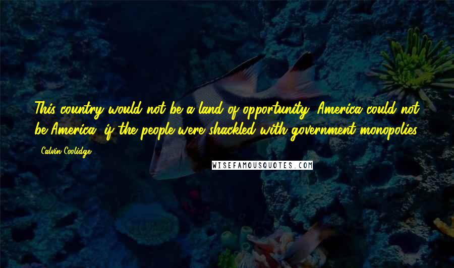 Calvin Coolidge Quotes: This country would not be a land of opportunity, America could not be America, if the people were shackled with government monopolies.