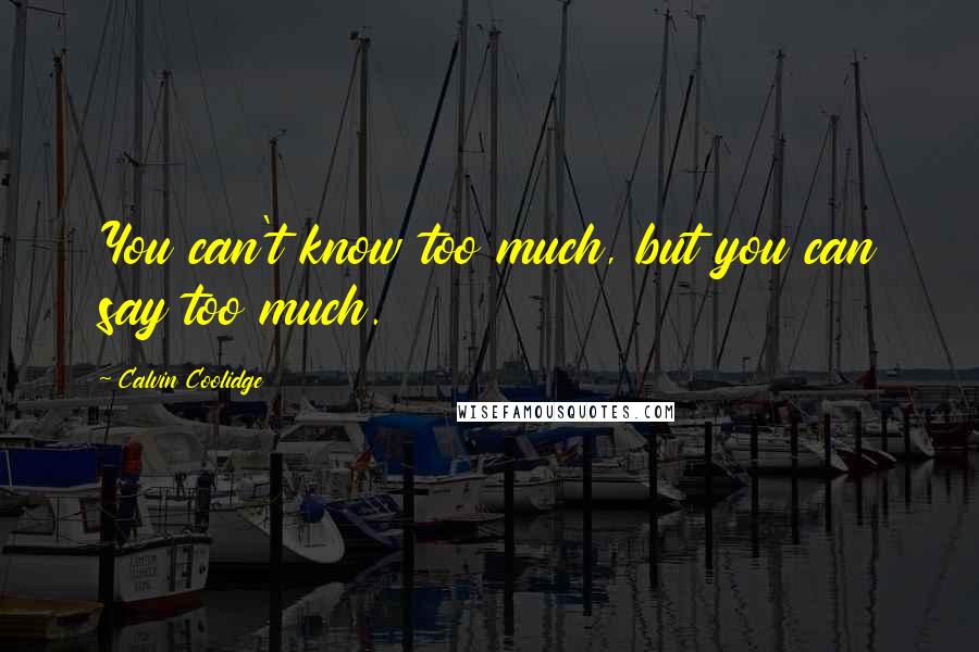 Calvin Coolidge Quotes: You can't know too much, but you can say too much.