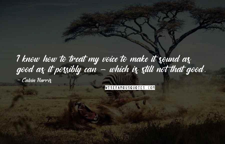 Calvin Harris Quotes: I know how to treat my voice to make it sound as good as it possibly can - which is still not that good.