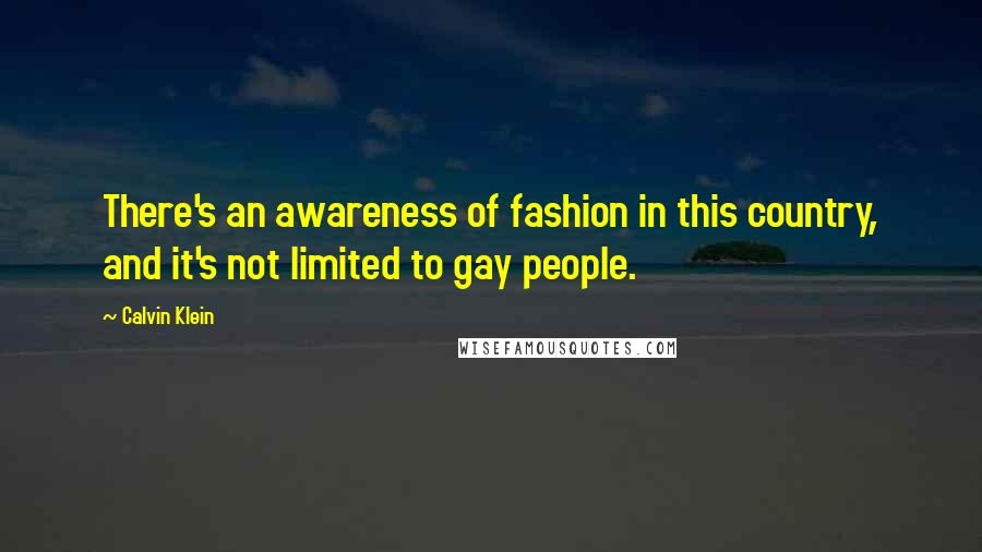 Calvin Klein Quotes: There's an awareness of fashion in this country, and it's not limited to gay people.