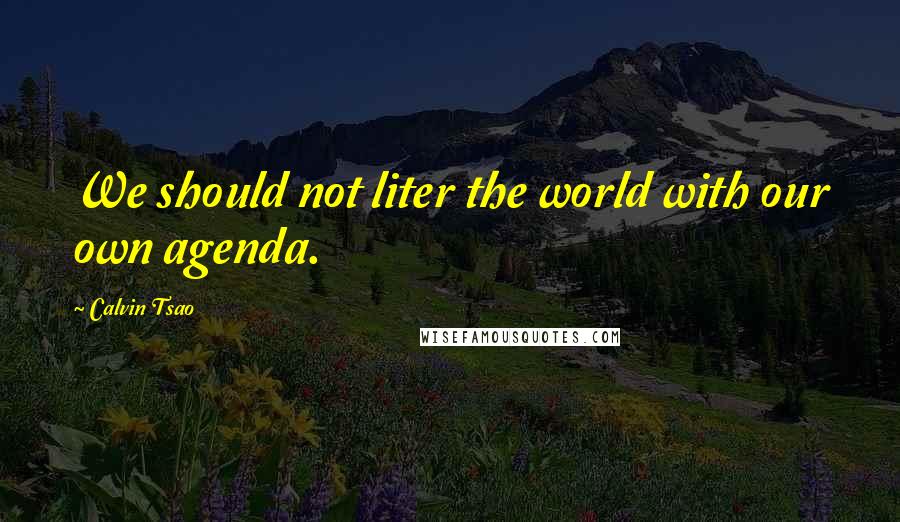 Calvin Tsao Quotes: We should not liter the world with our own agenda.