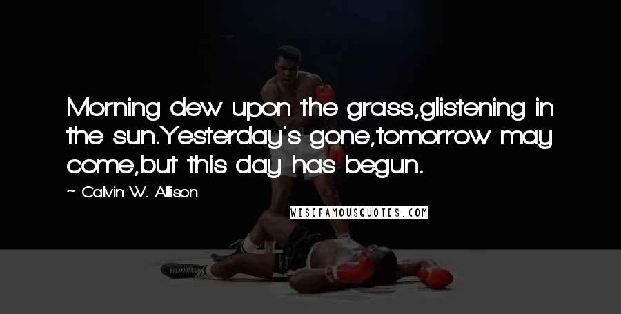 Calvin W. Allison Quotes: Morning dew upon the grass,glistening in the sun.Yesterday's gone,tomorrow may come,but this day has begun.