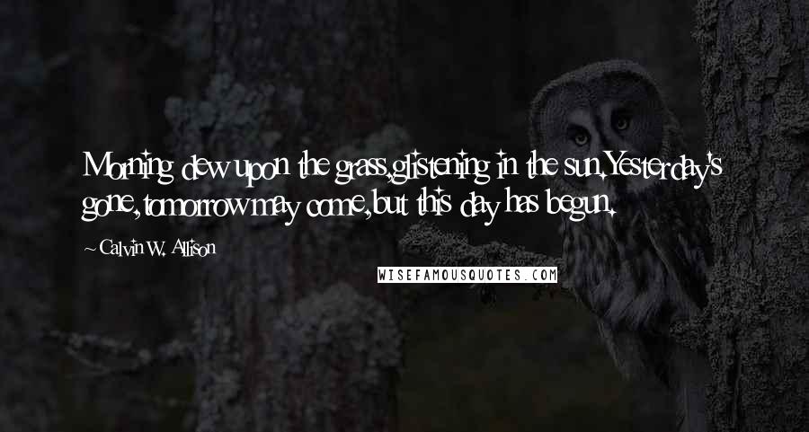 Calvin W. Allison Quotes: Morning dew upon the grass,glistening in the sun.Yesterday's gone,tomorrow may come,but this day has begun.