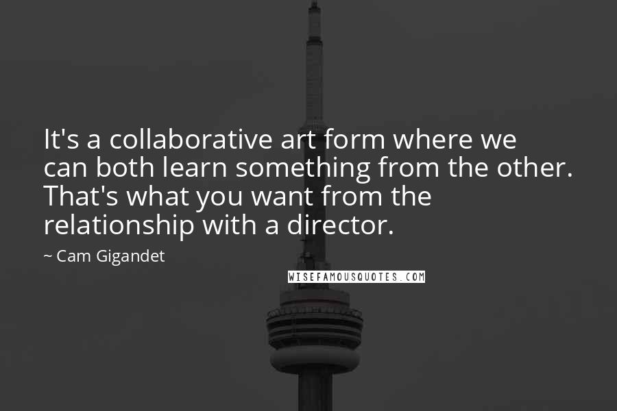Cam Gigandet Quotes: It's a collaborative art form where we can both learn something from the other. That's what you want from the relationship with a director.