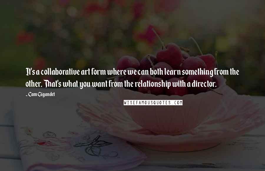 Cam Gigandet Quotes: It's a collaborative art form where we can both learn something from the other. That's what you want from the relationship with a director.