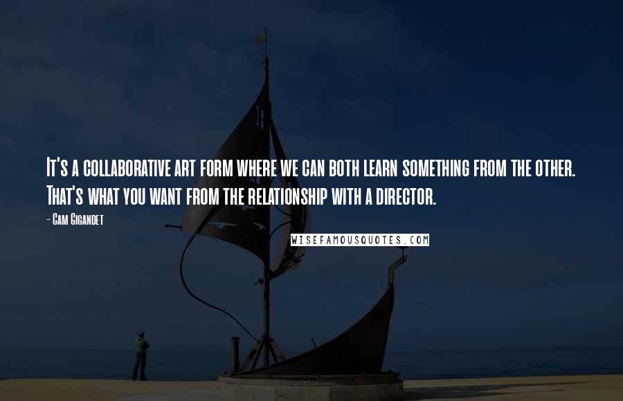 Cam Gigandet Quotes: It's a collaborative art form where we can both learn something from the other. That's what you want from the relationship with a director.