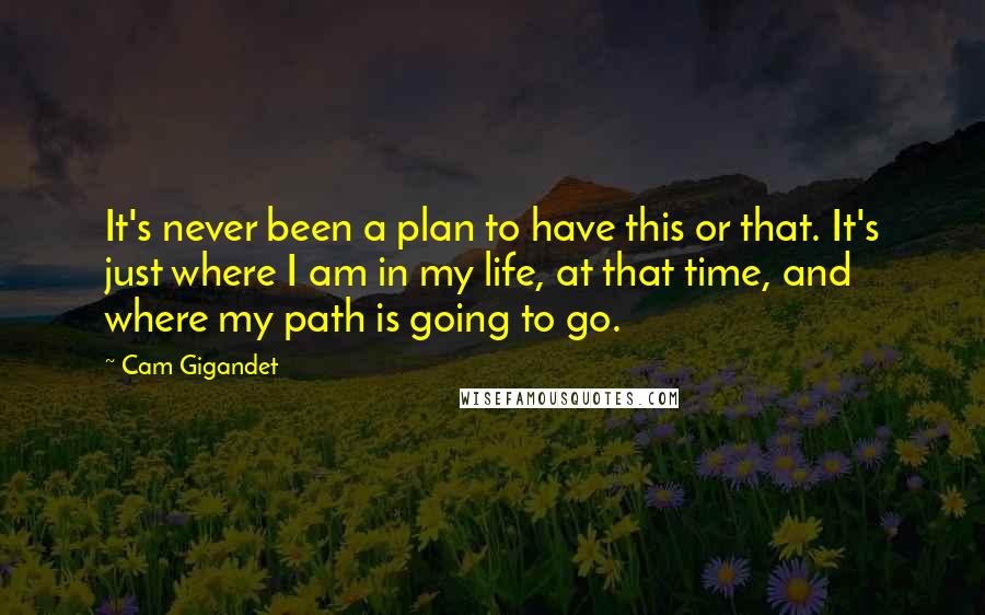 Cam Gigandet Quotes: It's never been a plan to have this or that. It's just where I am in my life, at that time, and where my path is going to go.