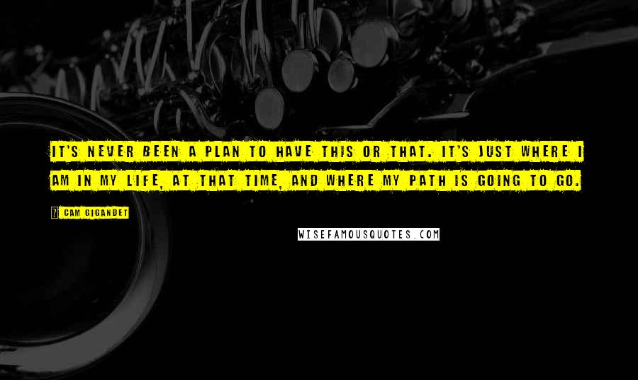 Cam Gigandet Quotes: It's never been a plan to have this or that. It's just where I am in my life, at that time, and where my path is going to go.