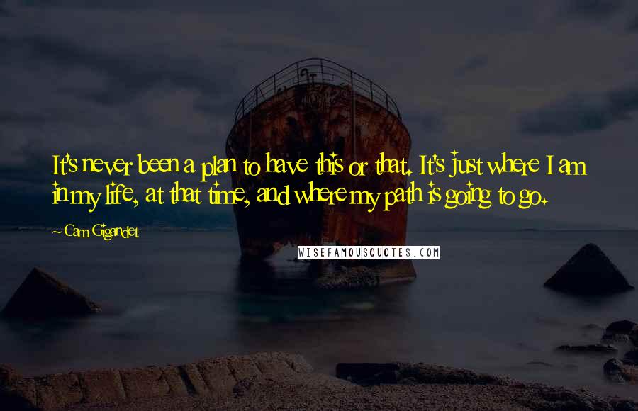 Cam Gigandet Quotes: It's never been a plan to have this or that. It's just where I am in my life, at that time, and where my path is going to go.