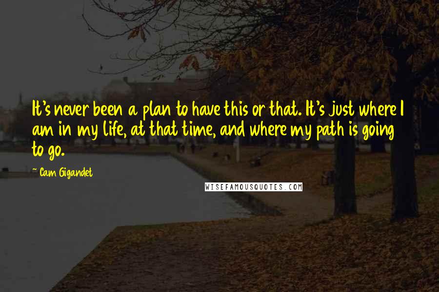 Cam Gigandet Quotes: It's never been a plan to have this or that. It's just where I am in my life, at that time, and where my path is going to go.