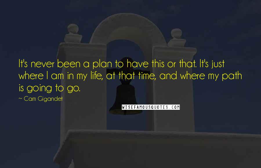 Cam Gigandet Quotes: It's never been a plan to have this or that. It's just where I am in my life, at that time, and where my path is going to go.