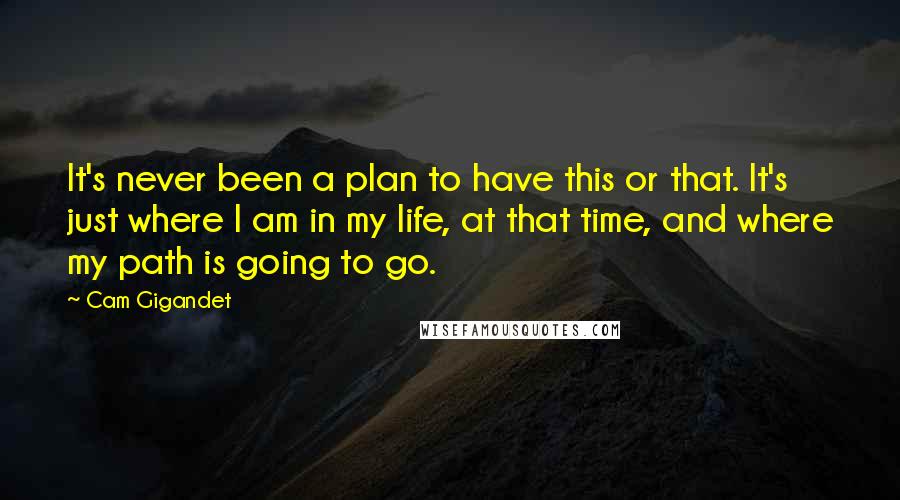 Cam Gigandet Quotes: It's never been a plan to have this or that. It's just where I am in my life, at that time, and where my path is going to go.