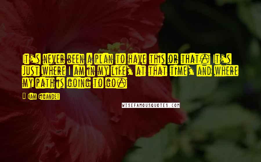 Cam Gigandet Quotes: It's never been a plan to have this or that. It's just where I am in my life, at that time, and where my path is going to go.