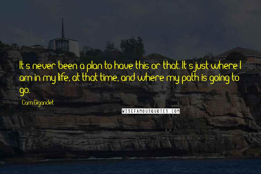 Cam Gigandet Quotes: It's never been a plan to have this or that. It's just where I am in my life, at that time, and where my path is going to go.