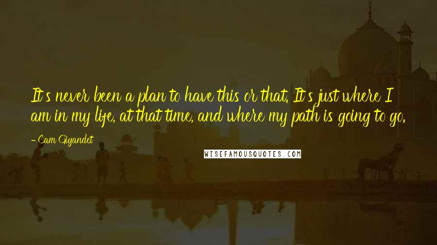 Cam Gigandet Quotes: It's never been a plan to have this or that. It's just where I am in my life, at that time, and where my path is going to go.