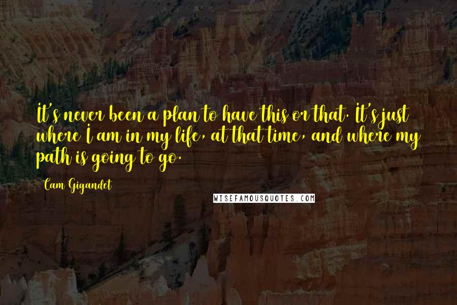 Cam Gigandet Quotes: It's never been a plan to have this or that. It's just where I am in my life, at that time, and where my path is going to go.