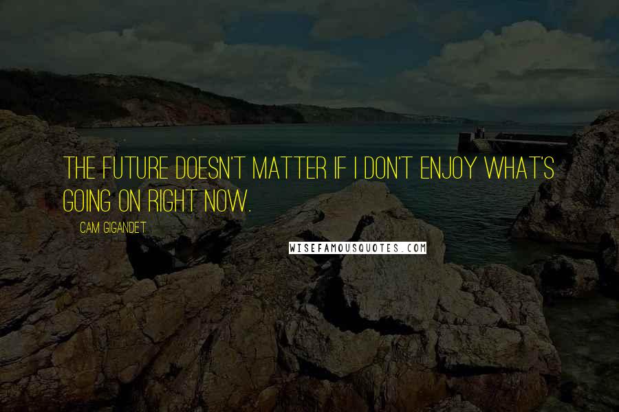 Cam Gigandet Quotes: The future doesn't matter if I don't enjoy what's going on right now.