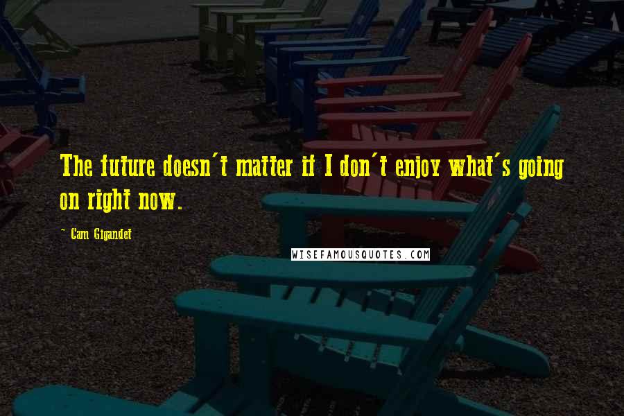 Cam Gigandet Quotes: The future doesn't matter if I don't enjoy what's going on right now.