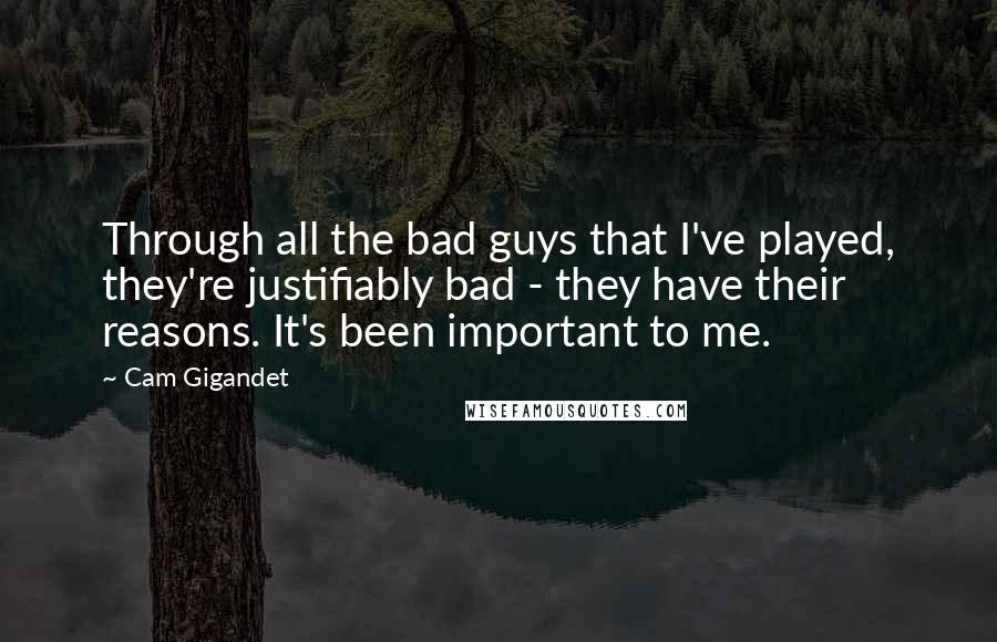 Cam Gigandet Quotes: Through all the bad guys that I've played, they're justifiably bad - they have their reasons. It's been important to me.