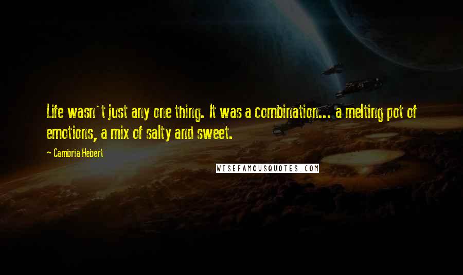 Cambria Hebert Quotes: Life wasn't just any one thing. It was a combination... a melting pot of emotions, a mix of salty and sweet.